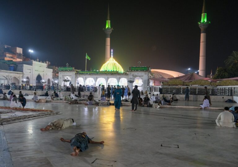 Night time view of Data Darbar in Lahore Pakistan